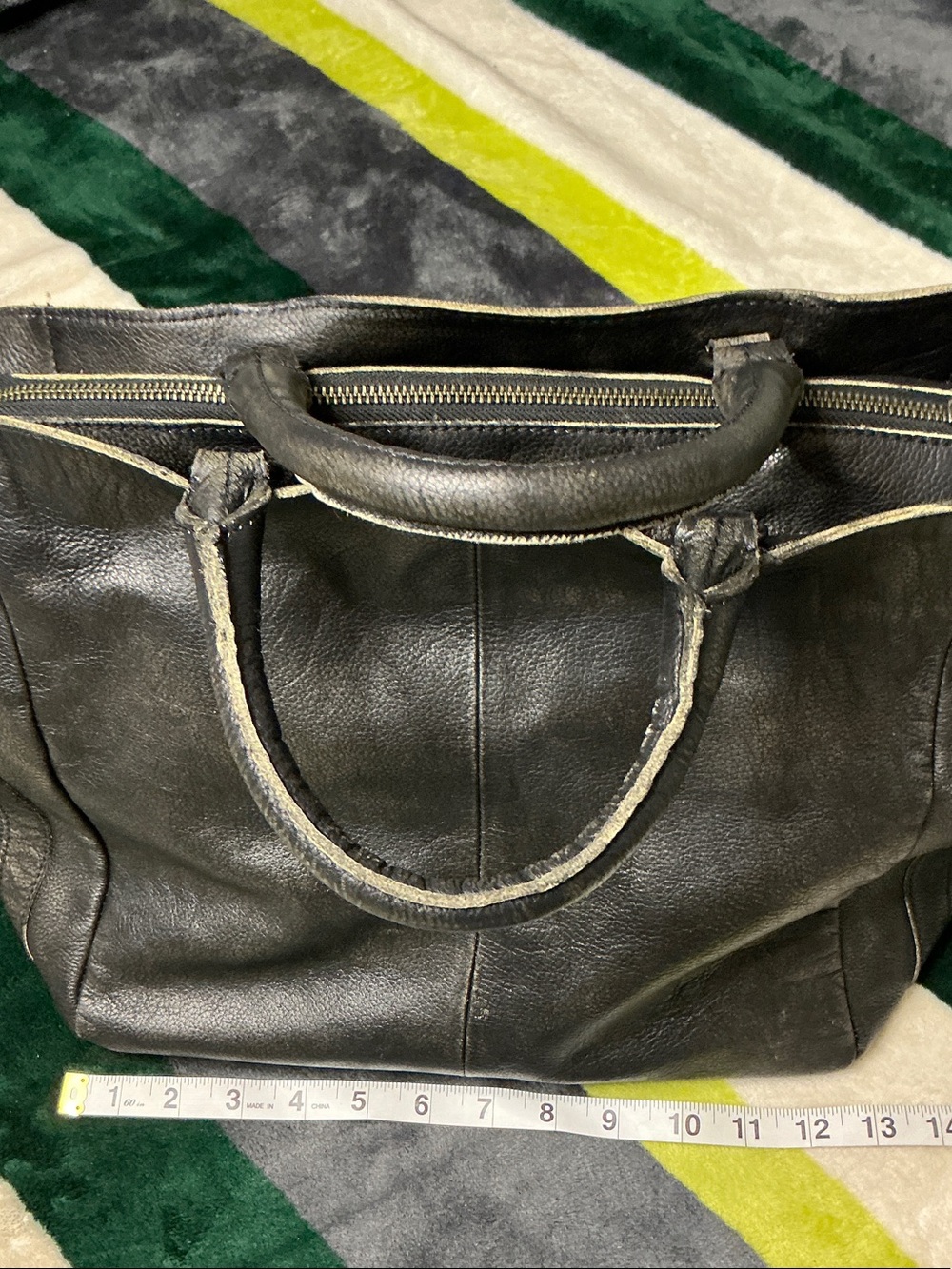 Free People We The Free Leslie Leather Tote Bag Satchel Distressed Black - Picture 7 of 14